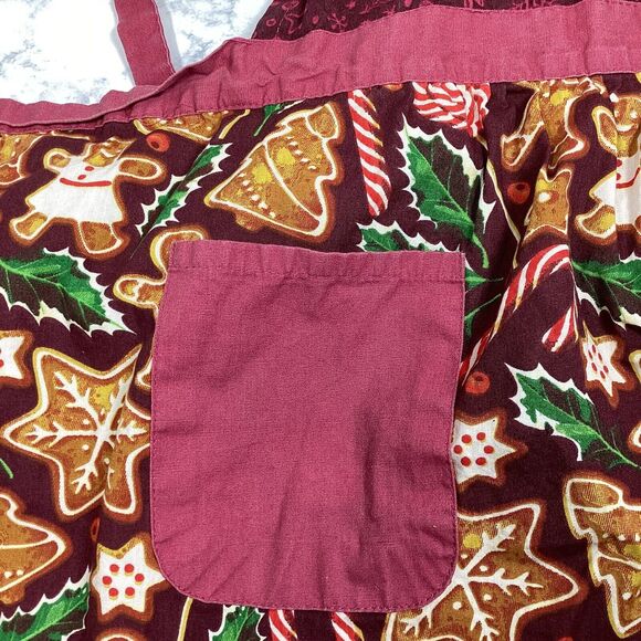 Two Christmas Calories Dont Count Apron Aprons Red Gingerbread Candy Cane Pantry - Picture 4 of 8